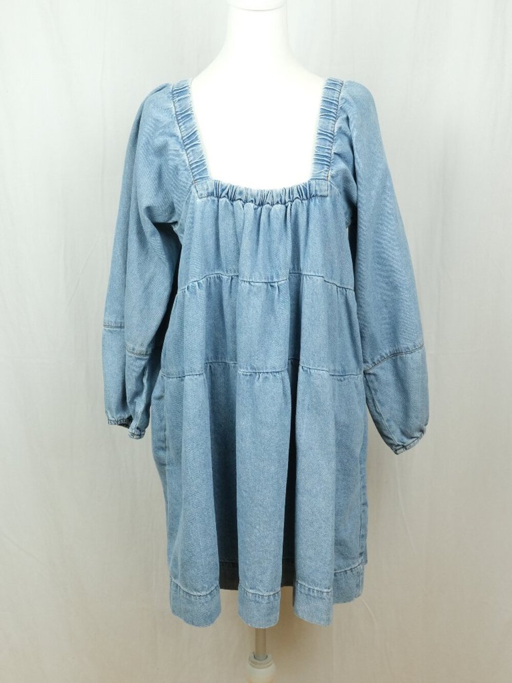 Light Blue Denim Babydoll Dress - Picture 2 of 13